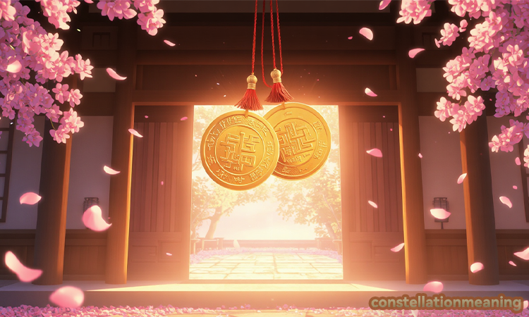 Feng Shui coins at front door